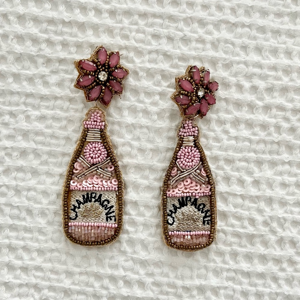 Beaded Champagne bottle earrings